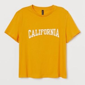 H&M Divided California Yellow Cropped Tshirt - Medium